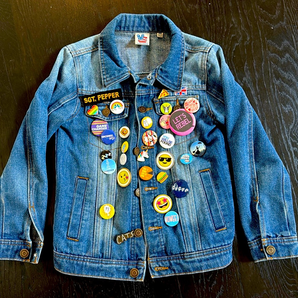 Junk Food brand Beatles edition girls M Jean Jacket, pins included.
